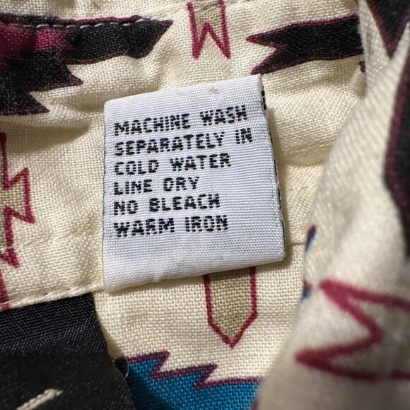 Vintage 90s Western Symmetry Aztec Southwest Print Button Down Shirt Men’s XL - Picture 6 of 6
